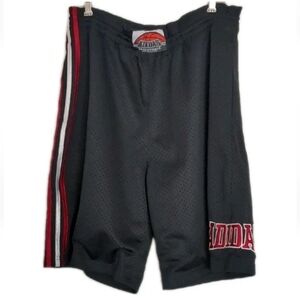 VINTAGE ADIDAS Spell Out Mesh Basketball Shorts - Black/Red Size M 🏀